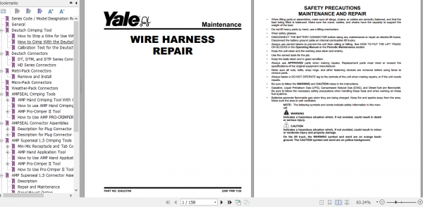 Yale Class 4 Internal Combustion Engine Trucks B967 GLC050LX GLC050LX2 Service Manual 3