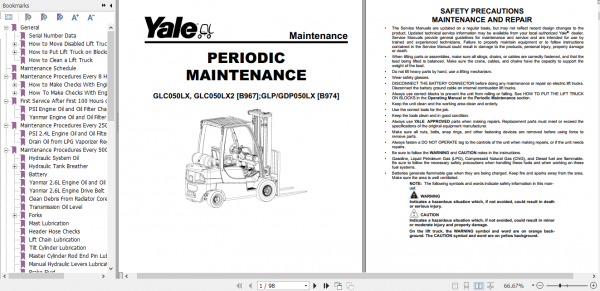 Yale Class 4 Internal Combustion Engine Trucks B967 GLC050LX GLC050LX2 Service Manual 5