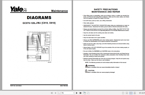 Yale Class 4 Internal Combustion Engine Trucks C818 GCGLCGDC070 120MJ GCGLCGDC080 120LJMJBCS Service Manual 1