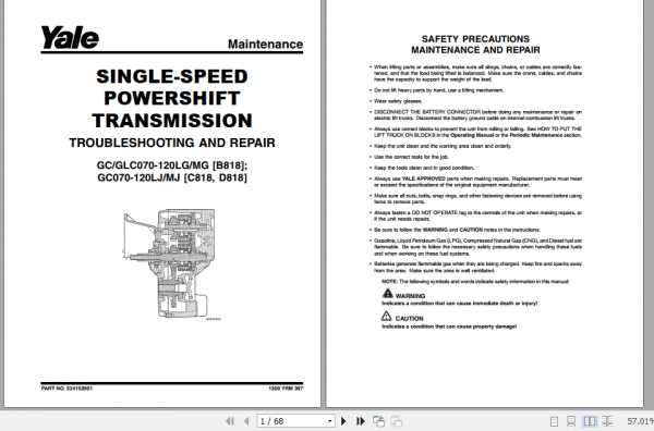 Yale Class 4 Internal Combustion Engine Trucks C818 GCGLCGDC070 120MJ GCGLCGDC080 120LJMJBCS Service Manual 4