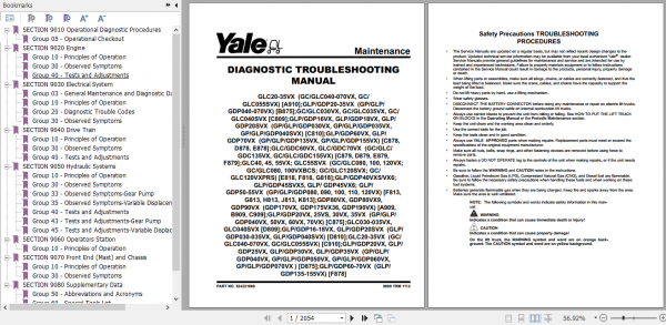 Yale Class 4 Internal Combustion Engine Trucks C910 GCGLC040VX GCGLC050VX GCGLC055SVX GCGLC60VX GCGLC070VX Service Manual 2