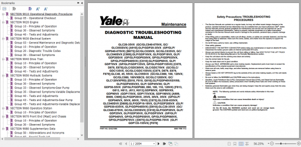 Yale Class 4 Internal Combustion Engine Trucks C910 GLC20VX GLC25VX GLC30VX GLC35VX Europe Service Manual 2