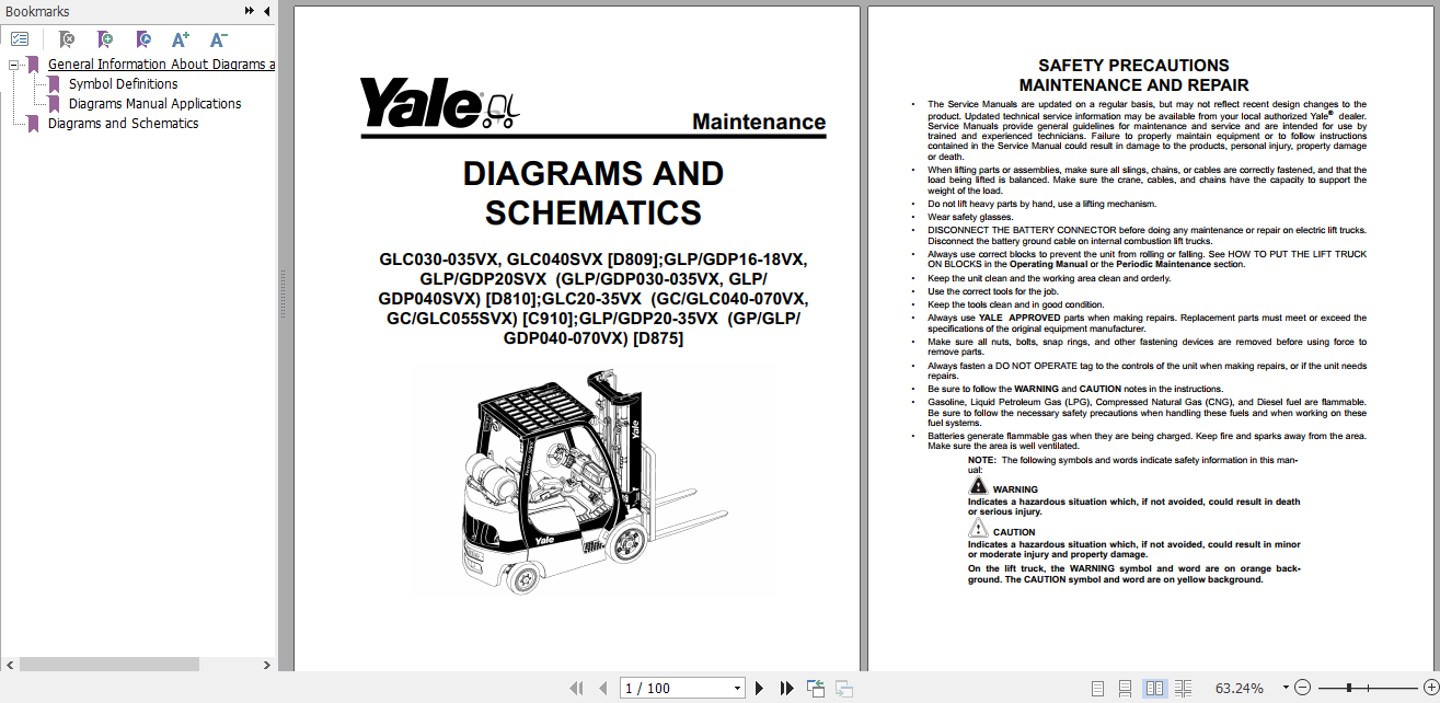 Yale Class 4 Internal Combustion Engine Trucks C910 GLC20VX GLC25VX GLC30VX GLC35VX Europe Service Manual 3