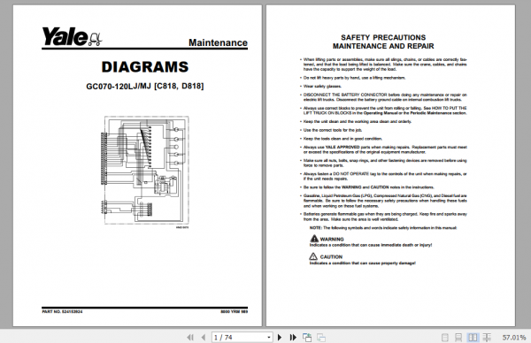 Yale Class 4 Internal Combustion Engine Trucks D818 GCGDCGLC070080LJLJ BCS GCGDCGLC100120MJMJ BCS Service Manual 2
