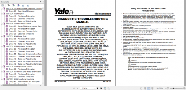 Yale Class 4 Internal Combustion Engine Trucks D879 GCGLCGDC135VX GCGLCGDC155VX Service Manual 1