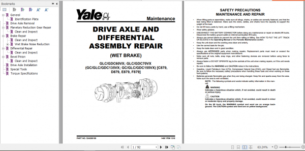 Yale Class 4 Internal Combustion Engine Trucks D879 GCGLCGDC135VX GCGLCGDC155VX Service Manual 4