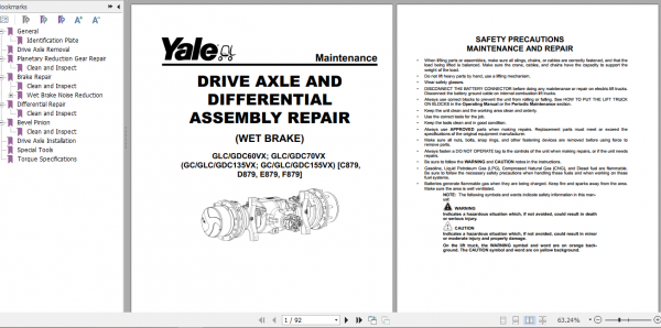 Yale Class 4 Internal Combustion Engine Trucks D879 GLCGDC60VX GLCGDC70VX Europe Service Manual 5