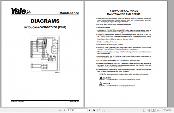 Yale Class 4 Internal Combustion Engine Trucks E187 GCGLC040 050RG Service Manual 3