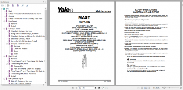 Yale Class 4 Internal Combustion Engine Trucks E187 GCGLC050 065TG Service Manual 1