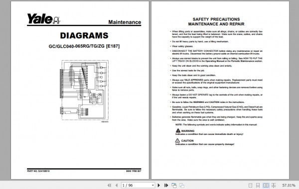Yale Class 4 Internal Combustion Engine Trucks E187 GCGLC050 065TG Service Manual 4