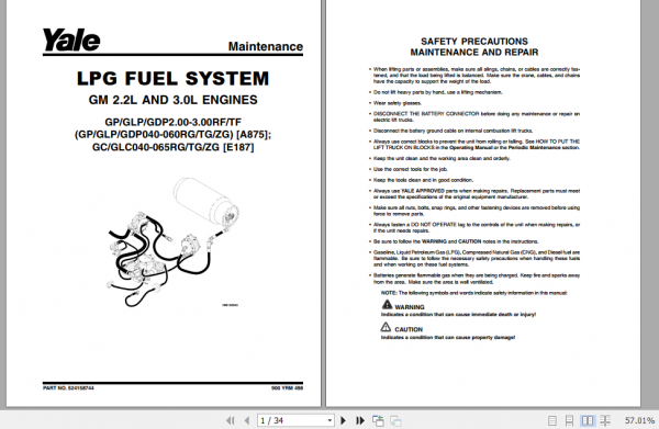 Yale Class 4 Internal Combustion Engine Trucks E187 GCGLC060 065ZG Service Manual 3