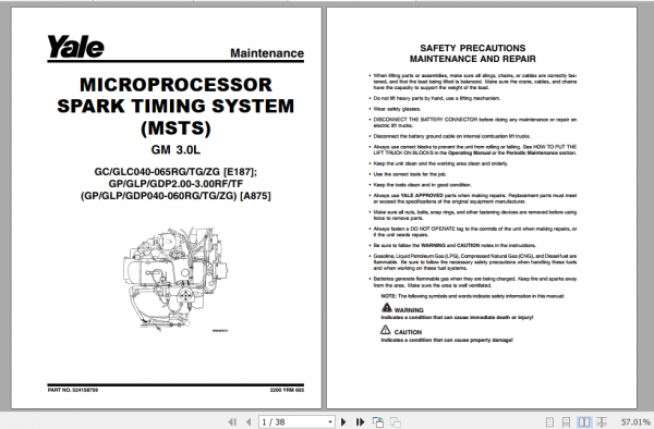 Yale Class 4 Internal Combustion Engine Trucks E187 GCGLC060 065ZG Service Manual 5
