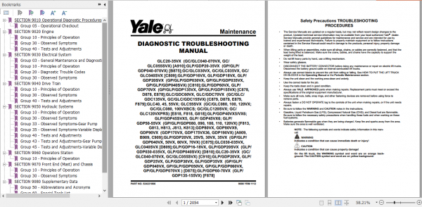 Yale Class 4 Internal Combustion Engine Trucks E818 GCGLC080 100 120VX GCGLC080 100VXBCS GC120SVX GCGLC120V Service Manual 3