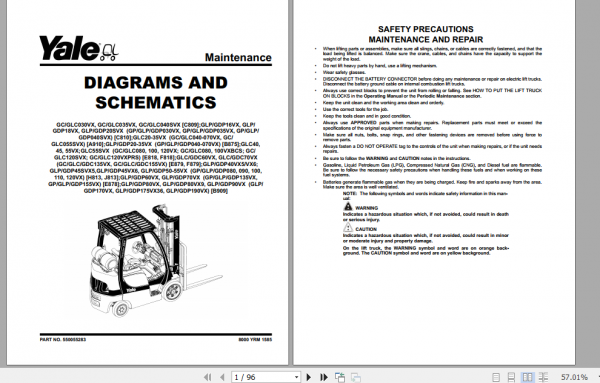 Yale Class 4 Internal Combustion Engine Trucks E818 GCGLC080 100 120VX GCGLC080 100VXBCS GC120SVX GCGLC120V Service Manual 5