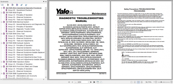 Yale Class 4 Internal Combustion Engine Trucks E879 GLCGDC60 70VX Europe Service Manual 1