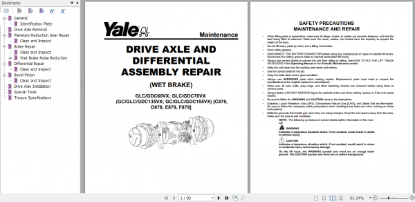 Yale Class 4 Internal Combustion Engine Trucks E879 GLCGDC60 70VX Europe Service Manual 4