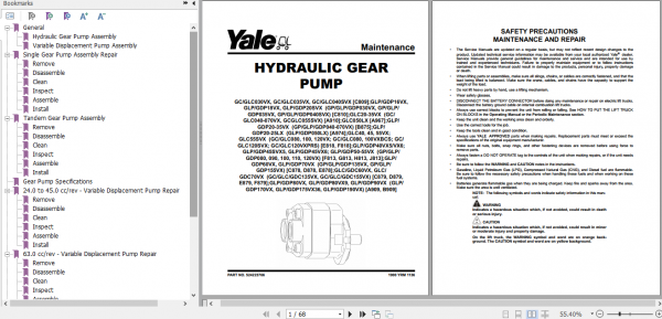 Yale Class 4 Internal Combustion Engine Trucks F818 GCGLC080 120 VX GCGLC080 100VXBCS GCGLC120SVX GCGLC120VXPRS Service Manual 5