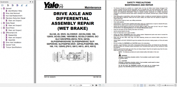 Yale Class 4 Internal Combustion Engine Trucks F818 GLC40 55VX GLC55SVX Europe Service Manual 1