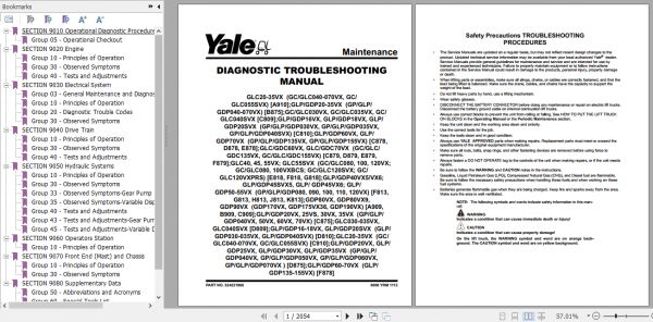 Yale Class 4 Internal Combustion Engine Trucks F818 GLC40 55VX GLC55SVX Europe Service Manual 2