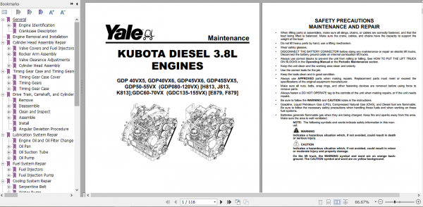 Yale Class 4 Internal Combustion Engine Trucks F879 GCGLCGDC135VX 155VX Service Manual 1