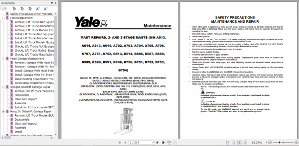 Yale Class 4 Internal Combustion Engine Trucks F879 GCGLCGDC135VX 155VX Service Manual 2