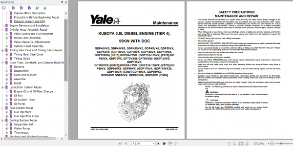 Yale Class 4 Internal Combustion Engine Trucks F879 GCGLCGDC135VX 155VX Service Manual 6
