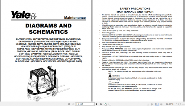 Yale Class 4 Internal Combustion Engine Trucks F879 GLCGDC60 70VX Europe Service Manual 2