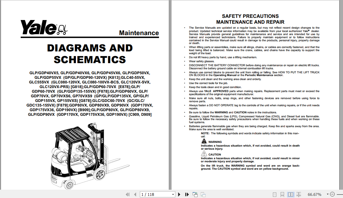 Yale Class 4 Internal Combustion Engine Trucks F879 GLCGDC60 70VX Europe Service Manual 2