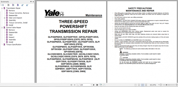 Yale Class 4 Internal Combustion Engine Trucks F879 GLCGDC60 70VX Europe Service Manual 3