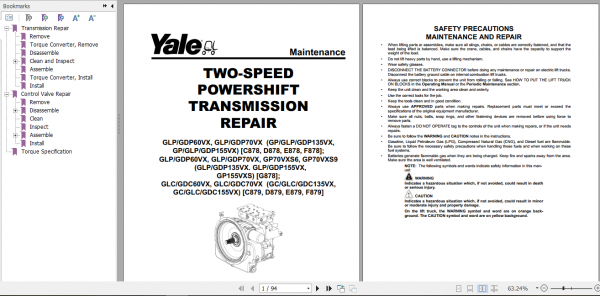 Yale Class 4 Internal Combustion Engine Trucks F879 GLCGDC60 70VX Europe Service Manual 6