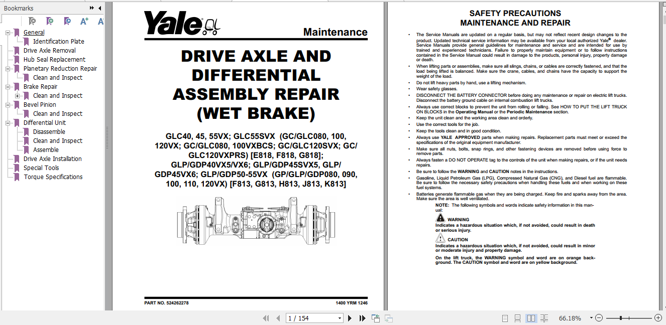 Yale Class 4 Internal Combustion Engine Trucks G818 GLC40VX GLC45VX GLC55VX GLC55SVX Service Manual 2343863f8666b59ff