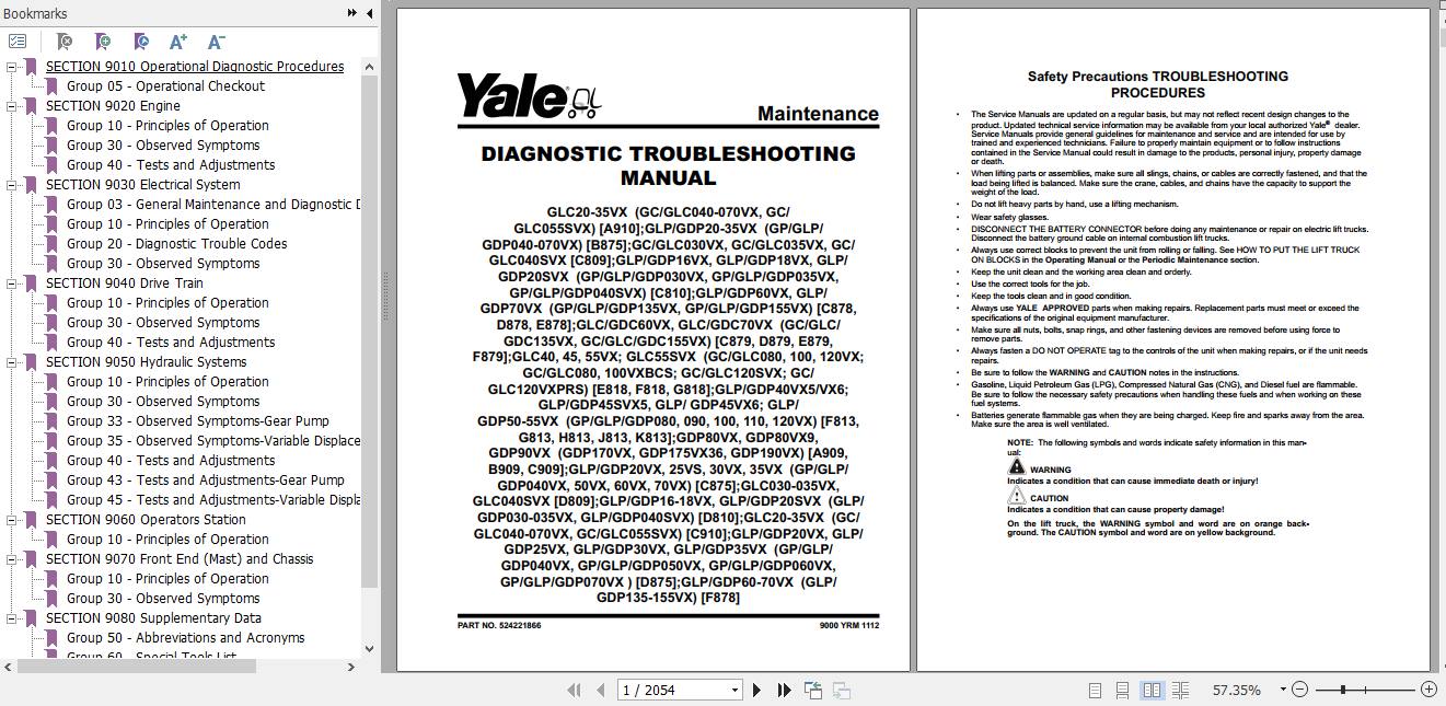 Yale Class 4 Internal Combustion Engine Trucks G818 GLC40VX GLC45VX GLC55VX GLC55SVX Service Manual 36511fd584a12051c