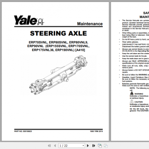 Yale Electric Motor Rider Trucks A410 ERP80VNL6 ERP80VNL9 ERP90VNL Europe Maintenance Manual 3
