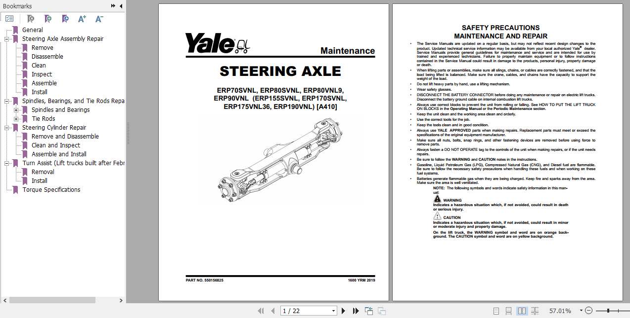 Yale Electric Motor Rider Trucks A410 ERP80VNL6 ERP80VNL9 ERP90VNL Europe Maintenance Manual 3
