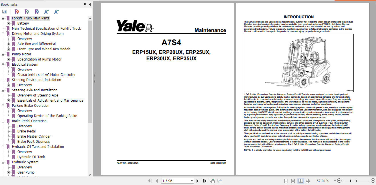 Yale Electric Motor Rider Trucks A7S4 Service Manual 8000 YRM 2353 1