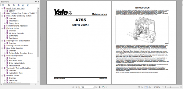 Yale Electric Motor Rider Trucks A7S5 ERP16 20UXT Service Manual 8000 YRM 2354 1