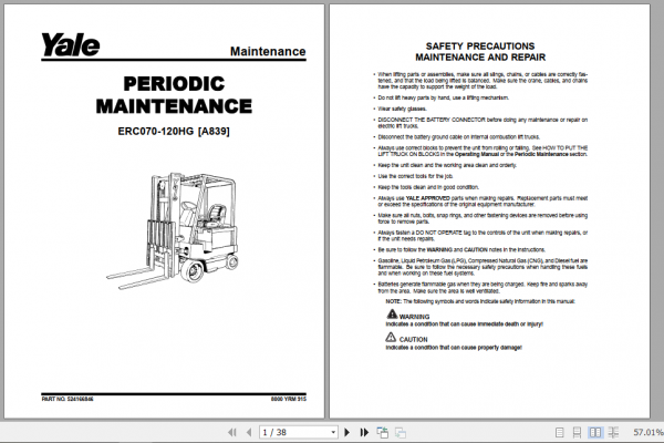 Yale Electric Motor Rider Trucks A839 ERC35 40 45 55HG Europe Workshop Manual 1 1