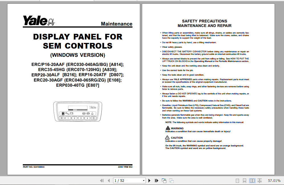 Yale Electric Motor Rider Trucks A839 ERC35 40 45 55HG Europe Workshop Manual 3 1