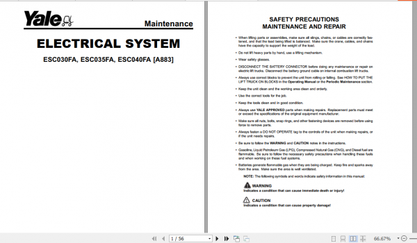 Yale Electric Motor Rider Trucks A883 ESC030 040FA Maintenance Manual 4