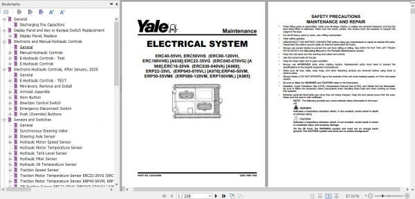 Yale Electric Motor Rider Trucks A938 ERC40VH ERC50VH ERC50VHS ERC55VH Europe Maintenance Manual 4