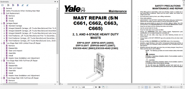 Yale Electric Motor Rider Trucks A955 ERP16 18 20VF Europe Maintenance Manual 1