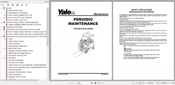 Yale Electric Motor Rider Trucks A968 ERC045VG 070VG Maintenance Manual 1