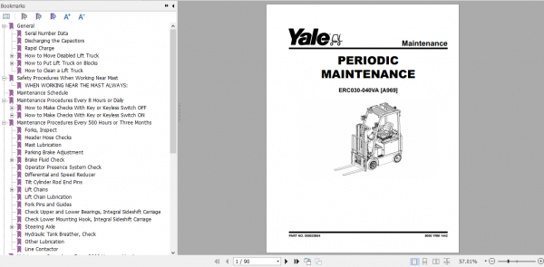 Yale Electric Motor Rider Trucks A969 ERC030 ERC040VA Maintenance Manual 1