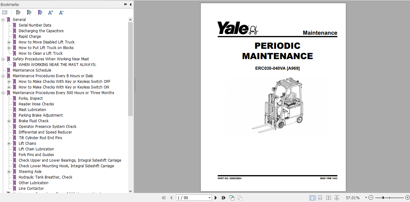 Yale Electric Motor Rider Trucks A969 ERC030 ERC040VA Maintenance Manual 1