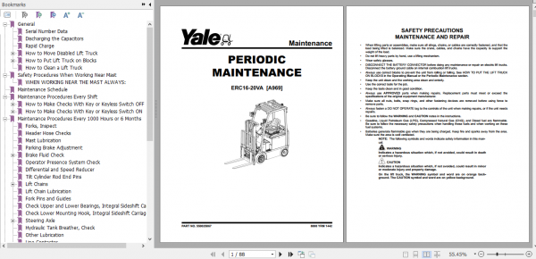 Yale Electric Motor Rider Trucks A969 ERC16 20VA Europe Maintenance Manual 1