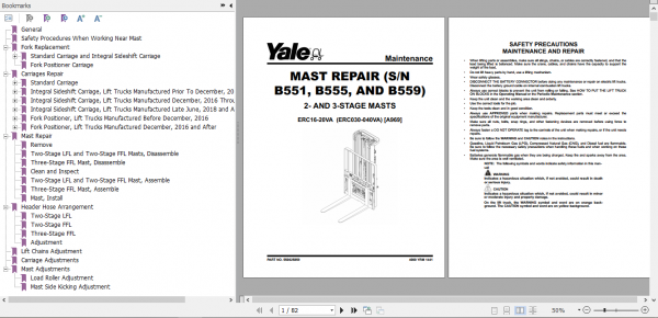 Yale Electric Motor Rider Trucks A969 ERC16 20VA Europe Maintenance Manual 3