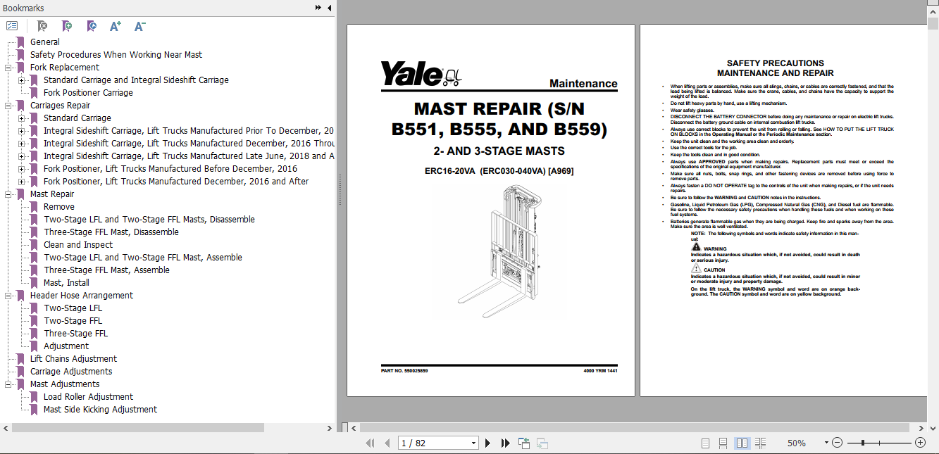Yale Electric Motor Rider Trucks A969 ERC16 20VA Europe Maintenance Manual 3