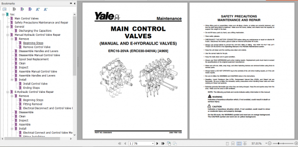 Yale Electric Motor Rider Trucks A969 ERC16 20VA Europe Maintenance Manual 4
