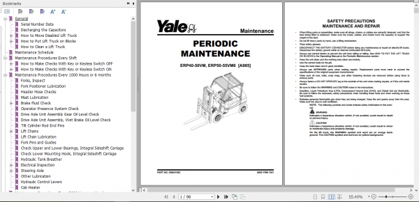 Yale Electric Motor Rider Trucks A985 ERP40VM ERP45VM ERP50VM ERP50VM6 ERP55VM6 Europe Service Manual 4