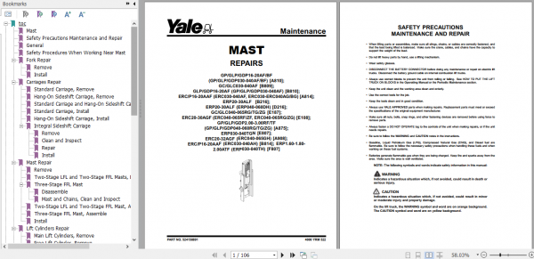 Yale Electric Motor Rider Trucks B216 ERP20 30ALF Europe Service Manual 2